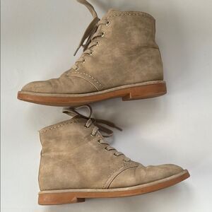 Women’s Faux Suede Tan Lace-Up Boots Size 7